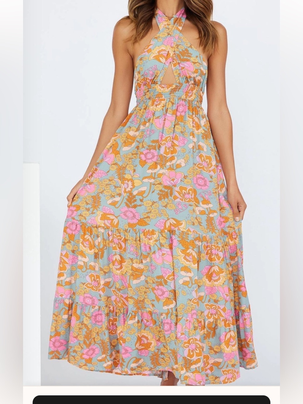 Flowy Floral Maxi Dress. Size L.